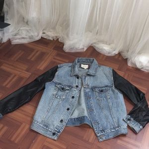 Size L Jean and Faux Leather Jacket